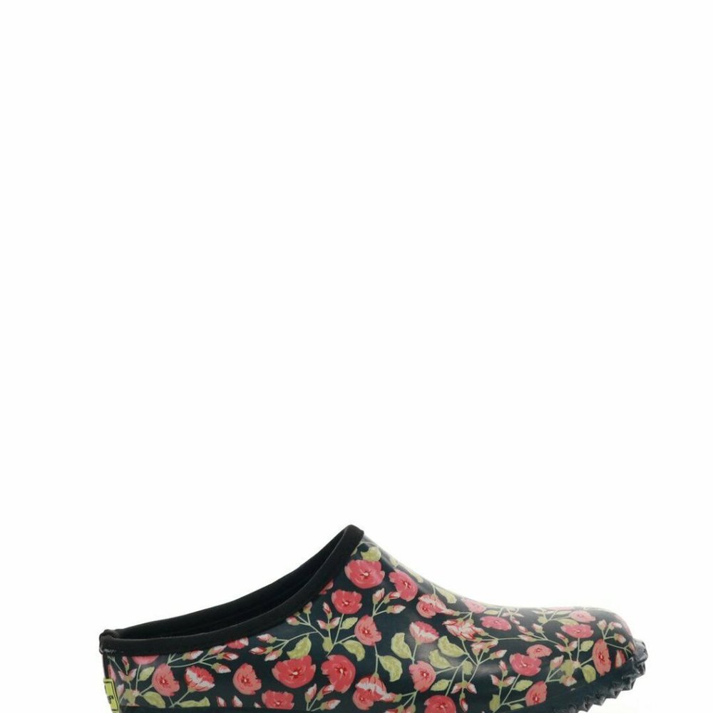 WESTERN CHIEF WOMEN'S 6 ROSE GARDEN CLOG - BLACK